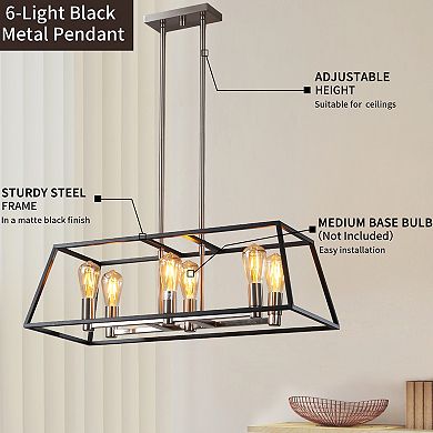 6-light Square Hanging Pendant Light