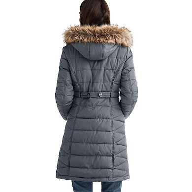 Ellos Women's Plus Size Faux Fur Trim Puffer