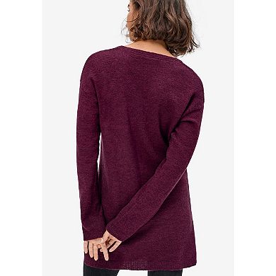 Ellos Women's Plus Size Button-trim Sweater Tunic