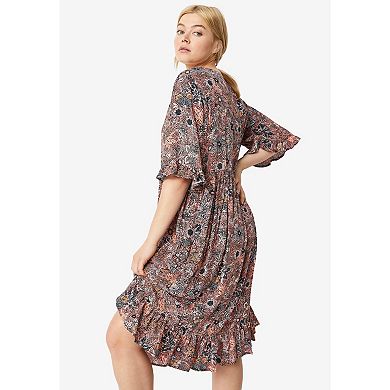 Ellos Women's Plus Size Ruffled Empire Dress