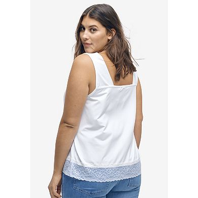 Ellos Women's Plus Size Lace-trim Tank