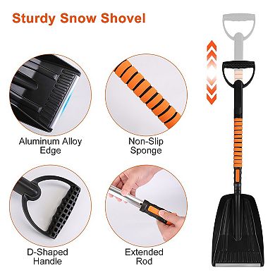 Orange, 5-in-1 Detachable Snow Remover Kit