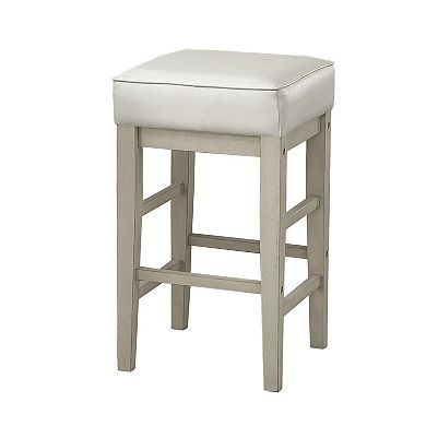 Vin 26 Inch Counter Height Stool, White Faux Leather Seat, Wood, Set Of 2