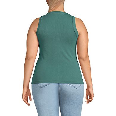 Plus Size Lands' End Ribbed Crewneck Tank Top