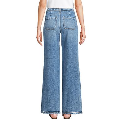 Petite Lands' End Prosperity Denim High-Rise Wide Leg Jeans