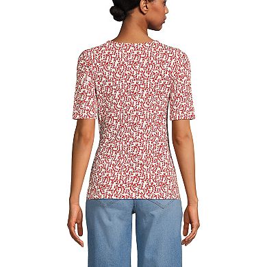 Petite Lands' End Elbow Sleeve Tie Front Top