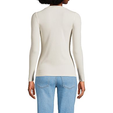 Petite Lands' End Long Sleeve Ribbed Henley