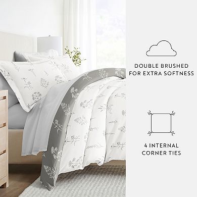 Urban Loft's Bedding Bundle, Patterned Duvet Cover Set, White Comforter And Solid Sheet Set