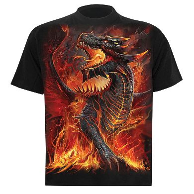 Collections Etc Black Draconis Dragon Fire Graphic Cotton T-shirt