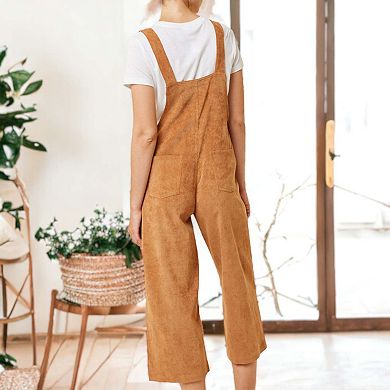 Women's Corduroy Front Cropped Leg Overalls