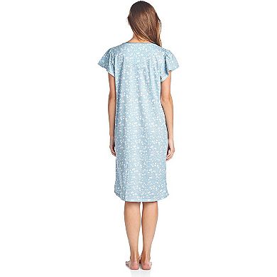 Women's Cap Sleeves Floral With Lace Design Nightgown