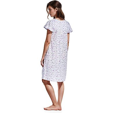 Women's Cap Sleeves Ribbon Lace And Floral Design Nightgown