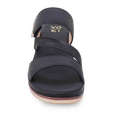 Yoki Sicily Women's Open-Toe Strappy Low Wedge Slip-On Sandals