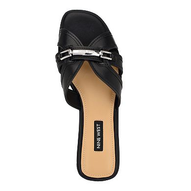 Nine West Gabie Women's Slip-On Square Toe Flat Sandals