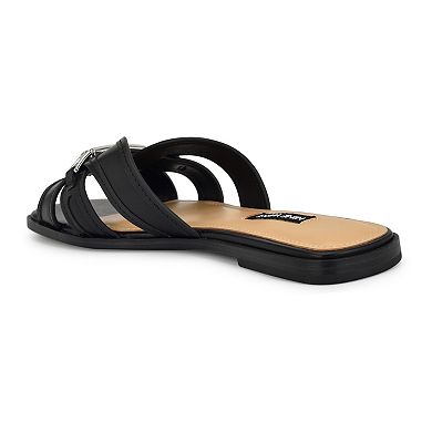 Nine West Gabie Women's Slip-On Square Toe Flat Sandals