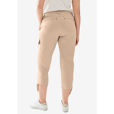 Ellos Women's Plus Size Stretch Cargo Capris