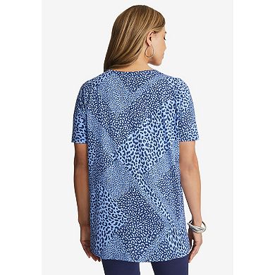 Jessica London Women's Plus Size Stretch Cotton Square Neck Tunic