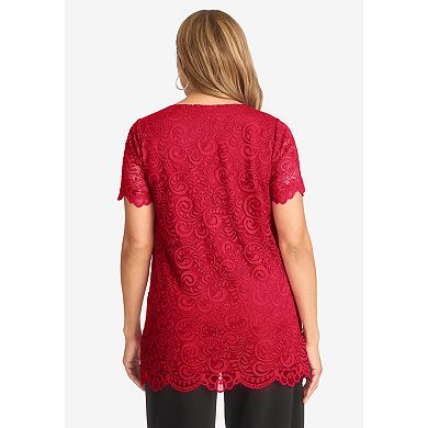 Jessica London Women's Plus Size Stretch Lace Tunic