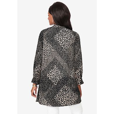 Jessica London Women's Plus Size Georgette Button Front Tunic