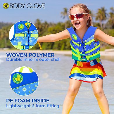 Body Glove Vision Child Life Vest - Woven Polymer Life Jacket Fits 30-50 LBS