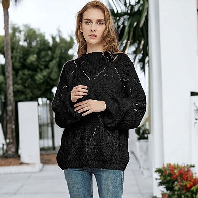 Women's Long Sleeve Patterned Pullover Sweater