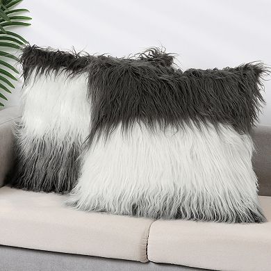 Faux Fur Throw Pillow Covers Soft Warm Fuzzy Cushion Covers Plush Gradient Pillowcase 20"x20"
