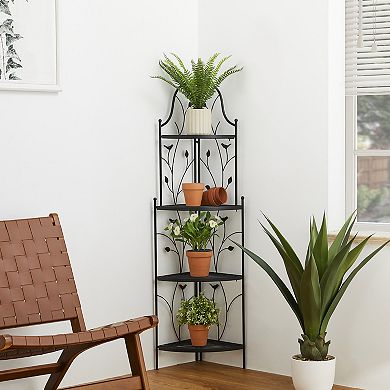 Glitzhome Metal Corner Shelf Plant Stand