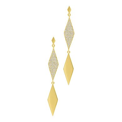 Adornia Gold Tone Crystal Long Diamond Shape Drop Earrings