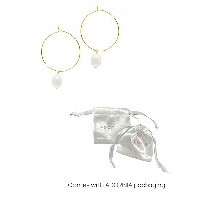 Adornia Gold Tone Freshwater Cultured Pearl Wire Hoop Earrings