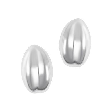 Adornia Silver Tone Puff Hoop Earrings