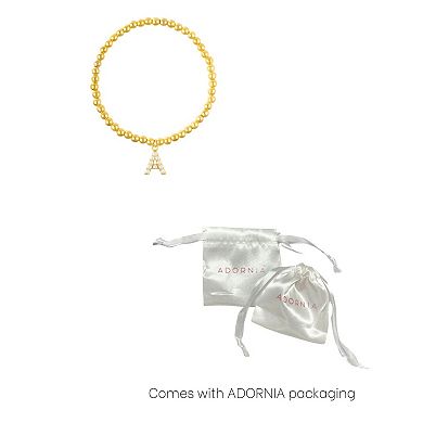 Adornia Gold Tone Simulated Pearl Initial Stretch Bracelet