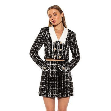 Women's ALEXIA ADMOR Aurelia Drop Lace Collar Cropped Tweed Jacket