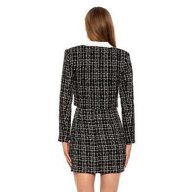 Women's ALEXIA ADMOR Aurelia Drop Lace Collar Cropped Tweed Jacket