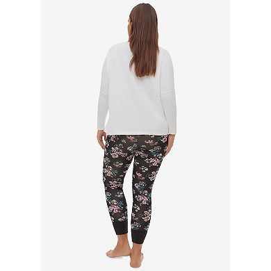 Ellos Women's Plus Size Rib Trim Sleep Leggings