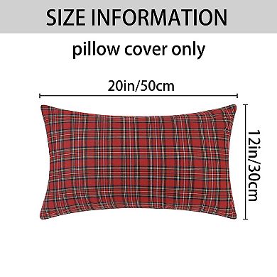 Pack Of 2 Festive Plaid Decorative Throw Pillow Covers Scottish Tartan Square Cushion Covers 12"x20"