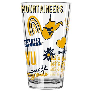 The Memory Company West Virginia Mountaineers 2-Pack 16oz. Pint Glass Loco Design Set