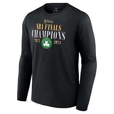 Men's Fanatics Black Boston Celtics 2024 NBA Finals Champions Fade Away Jumper Roster Signature Long Sleeve T-Shirt