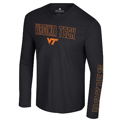 Men's Colosseum Black Virginia Tech Hokies Color Pop Active Blend 2-Hit Long Sleeve T-Shirt