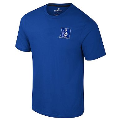 Men's Colosseum Royal Duke Blue Devils Logo Lockup 2-Hit Active Blend T-Shirt