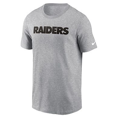 Men's Nike Heather Gray Las Vegas Raiders Primetime Wordmark Essential T-Shirt