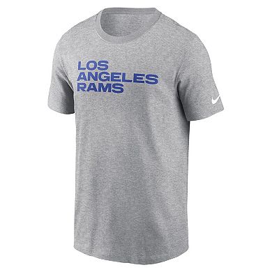 Men's Nike Heather Gray Los Angeles Rams Primetime Wordmark Essential T-Shirt