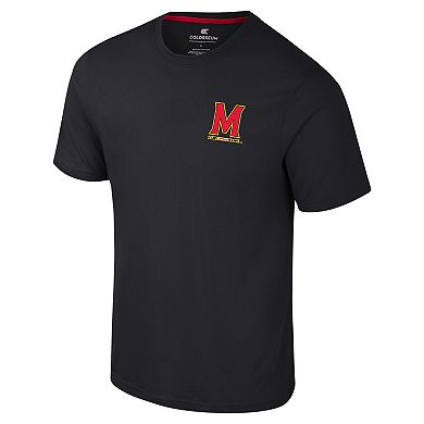 Men's Colosseum Black Maryland Terrapins Logo Lockup 2-Hit Active Blend T-Shirt