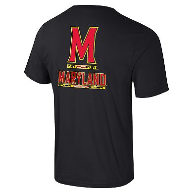 Men's Colosseum Black Maryland Terrapins Logo Lockup 2-Hit Active Blend T-Shirt