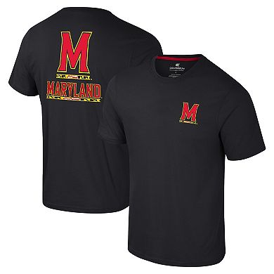 Men's Colosseum Black Maryland Terrapins Logo Lockup 2-Hit Active Blend T-Shirt