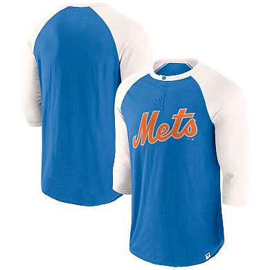 Men's Fanatics Royal/Cream New York Mets Historical Win 3/4-Sleeve Henley T-Shirt