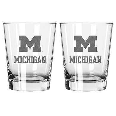 The Memory Company Michigan Wolverines 2-Pack 15oz. Double Old Fashioned Glass Set