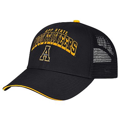 Men's Colosseum Black Appalachian State Mountaineers Wyatt Primary Team Trucker Adjustable Hat