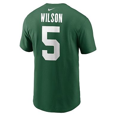 Men's Nike Garrett Wilson Green New York Jets Name & Number T-Shirt