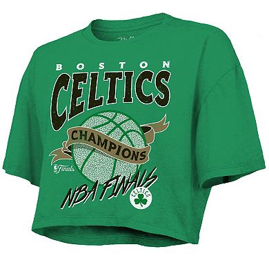 Women's Majestic Threads Kelly Green Boston Celtics 2024 NBA Finals Champions Boxy Cropped T-Shirt