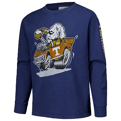 Youth ComfortWash Navy Tennessee Volunteers Mascot Race Car Long Sleeve T-Shirt